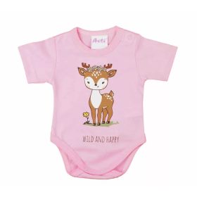 ABR Rövid ujjú pamut body - Rózsaszín - Őzike (44)