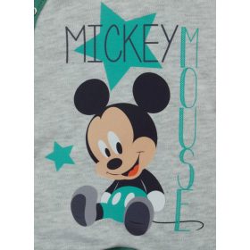   ABR Hosszú ujjú elől patentos pamut rugi - Szürke-Zöld - Mickey egér (50)