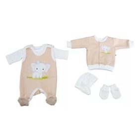   ABR 5 részes belül bolyhos baba szett elefánt mintával - Bézs (50)