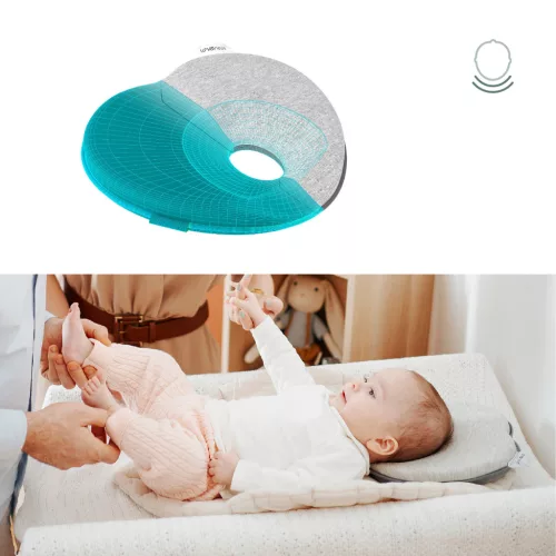 BABYMOOV Lovenest Original Bio pamut laposfejűség elleni ergonomikus baba párna - Szürke