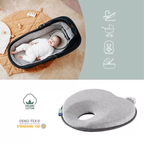 BABYMOOV Lovenest Original Bio pamut laposfejűség elleni ergonomikus baba párna - Szürke