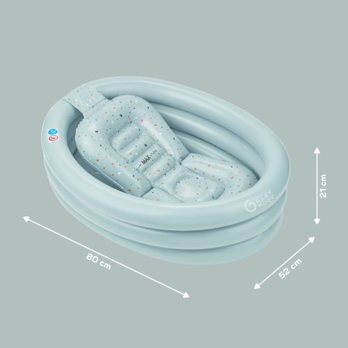 BABYMOOV 2in1 felfújható bel és kültéri fürdőkád feltekerhető újszülött betéttel - Dots