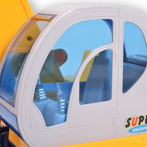 Moni Toys Excavator ráülős kanalas munkagép sisakkal - Sárga