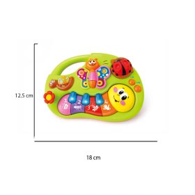   Hola Készségfejlesztő zenélő, világító gombos bébijáték - Mosolygós kukacka