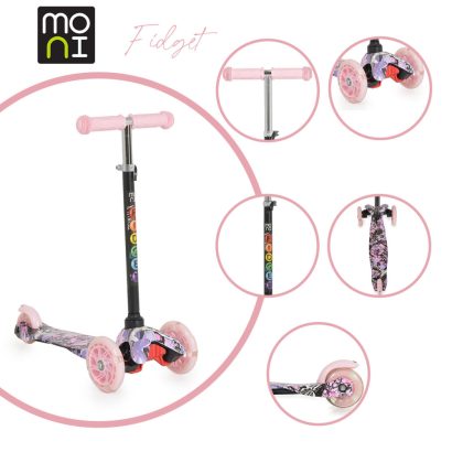 Moni Fidget 3 kerekű roller - Rózsaszín