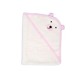   Cangaroo Baloo pamut frottír maci füles, kapucnis törölköző (70x90 cm) - Rózsaszín