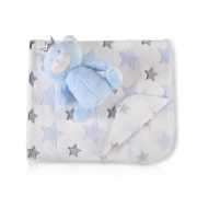   Cangaroo Ajándékdobozos plüss takaró (90x75 cm) - Plüss maci játékkal - Kék csillagok
