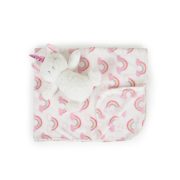  Cangaroo Ajándékdobozos plüss takaró (90x75 cm) - Plüss unikornis játékkal - Rózsaszín szivárványok