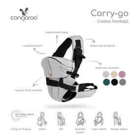   Cangaroo Carry Go 4 pozíciós, kapucnis csatos hordozó - Sötétszürke