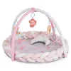 Moni Toys Naya játékhidas játszószőnyeg kerek, fejvédővel, hasaló párnával - Rózsaszín