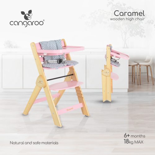 Cangaroo Caramel összecsukható Fa etetőszék - Rózsaszín