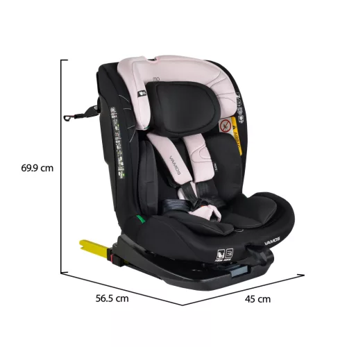 Moni Vamos I-Size 360°-ban forgatható ISOFIX gyermekülés 40-150 cm - Rózsaszín
