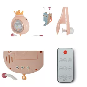   Moni Penguin Bed bell zenélő forgó játék kiságyra fehér zajjalzenélő forgó - Rózsaszín