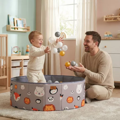 Moni Toys Melo össszecsukható labdamedence 90db labdával - Állatos