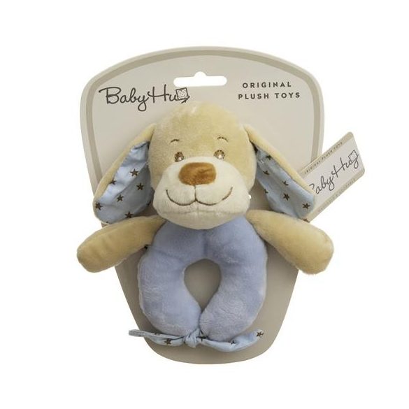 Baby Hug Plüss csörgő - kék kutya - 15 cm