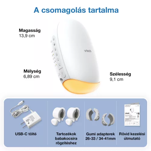Vtech V-Hush™ Rocker Hang és Mozgásalapú Babakocsi Ringató altatódal lejátszó és éjszakai fény