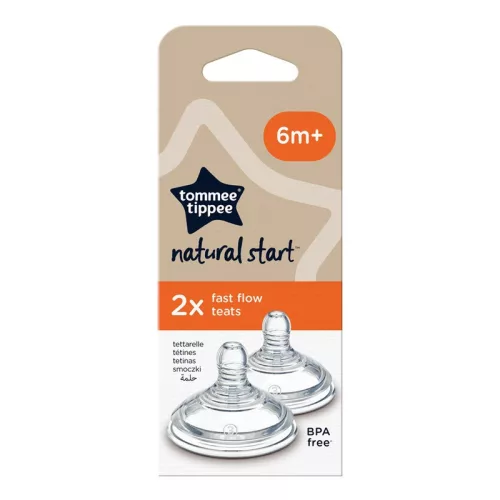 Tommee Tippee Natural Start gyors folyású cumisüveg cumi 2db