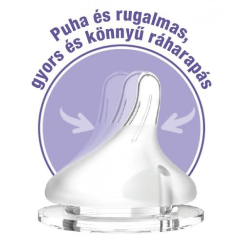 Lansinoh Cumisüveg lassú folyású etetőcumival + fedéllel 160 ml