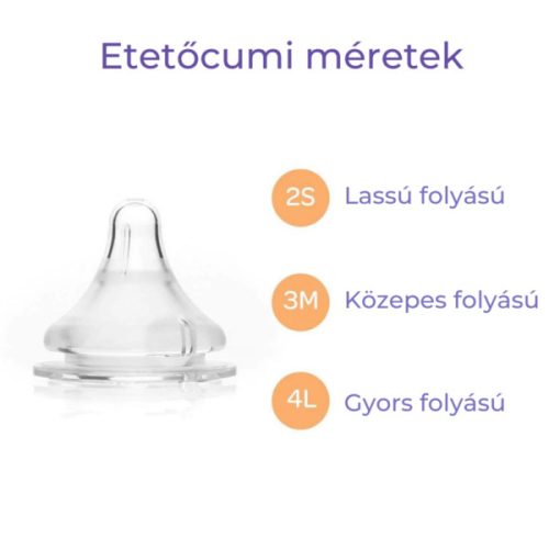 Lansinoh Cumisüveg lassú folyású etetőcumival + fedéllel 160 ml
