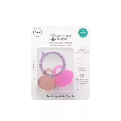 MATCHSTICK MONKEY - Hűsítő rágóka - Lila, Pink/Púderrózsaszín (3h+) - rágóka fogzásra