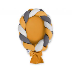   Fonott babafészek és rácsvédő - 2in1 - szürke-mustár-sötétszürke - mustár alap