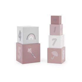 Label-Label Fa építőkocka számokkal - Rózsaszín