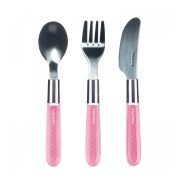   Canpol Fém evőeszköz kanál, villa, kés (18h+) - Rózsaszín