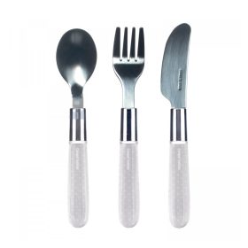   Canpol Babies Fém evőeszköz kanál, villa, kés (18h+) - Fehér