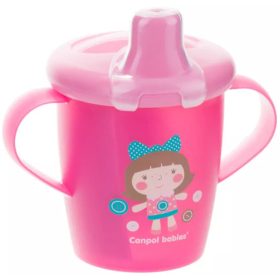   Canpol Babies Csöpögésmentes itatópohár kemény ivócsőrrel 250 ml (9h+) - Rózsaszín