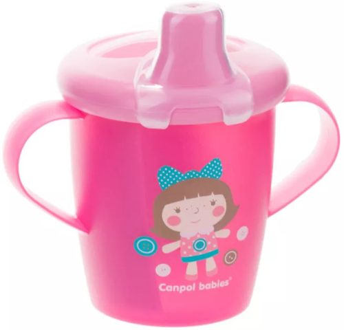Canpol Babies Csöpögésmentes itatópohár kemény ivócsőrrel 250 ml (9h+) - Rózsaszín