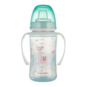   Canpol Babies Cseppmentes Szilikon tanulópohár világító fogantyúval 240ml (6h+) Exotic Animals - Zöld