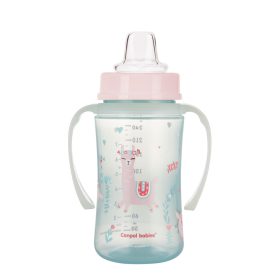   Canpol Babies Cseppmentes Szilikon tanulópohár világító fogantyúval 240ml (6h+) Exotic Animals - Zöld