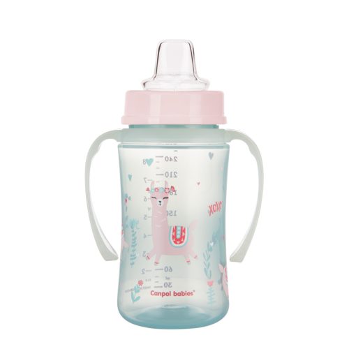 Canpol Babies Cseppmentes Szilikon tanulópohár világító fogantyúval 240ml (6h+) Exotic Animals - Zöld