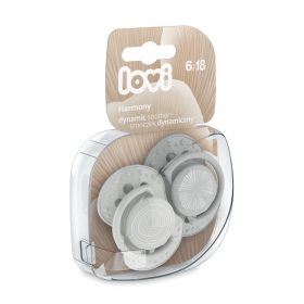   Lovi Dinamikus nyugtató cumi 2db (6-18 hónap) Harmony - Szürke