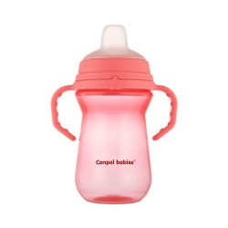   Canpol FirstCup itatópohár szilikonos ivócsőrrel 250ml 6h+ - Rózsaszín