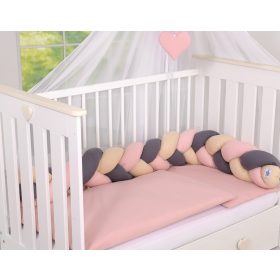   BabyLion Prémium Fonott rácsvédő - Sötétszürke - Púder rózsaszín - Bézs