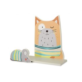 BabyLion Prémium gyerek fali polc - vörös cica