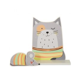 BabyLion Prémium gyerek fali polc - szürke cica