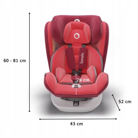 Lionelo Bastiaan 360°-ban forgatható ISOFIX gyermekülés 0-36 kg - Red