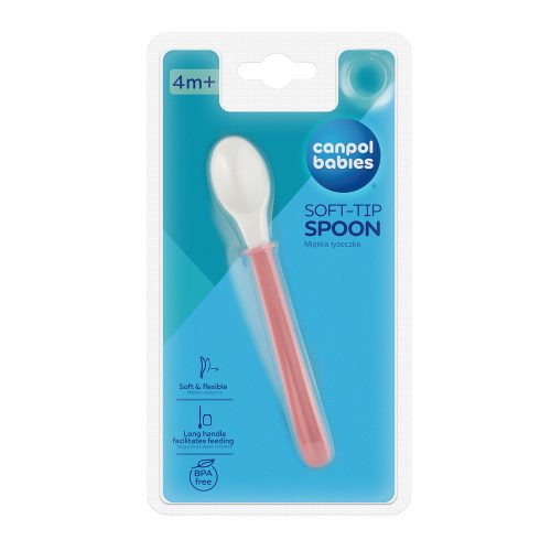 Canpol Babies Puha szilikon kanál  (4h+) - Rózsaszín