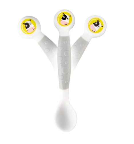 Canpol Babies Flexibilis műanyag evőeszköz készlet (12h+) - Boci - Szürke