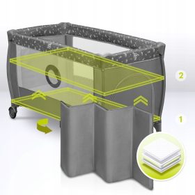 Lionelo Stefi Plus kétszintes utazóágy - Grey White