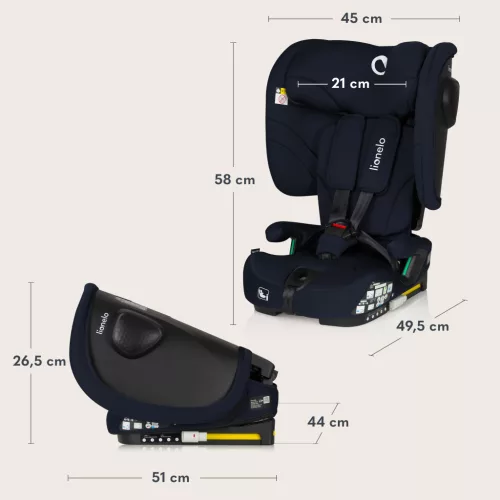 Lionelo Nelly I-Size ISOFIX összecsukható gyermekülés (76-150cm) - Blue Navy