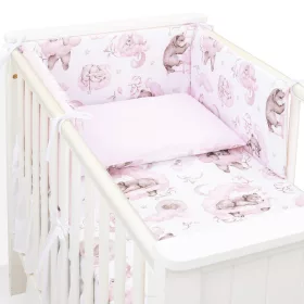   MTT 3 részes ágyneműhuzat szett (100x135cm) - Rózsaszín felhők alvó macikkal