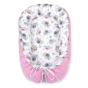   MTT Velvet babafészek - Rózsaszín és bézs kaméleonok - Rózsaszín háttal