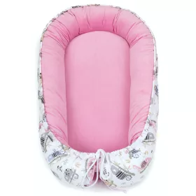   MTT Velvet babafészek - Rózsaszín és bézs kaméleonok - Rózsaszín háttal