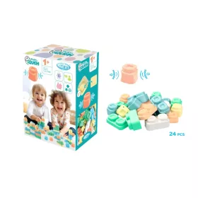   Mochtoys Play&Squish építőkocka dobozban 24 db-os puha építőjáték pasztell színekben