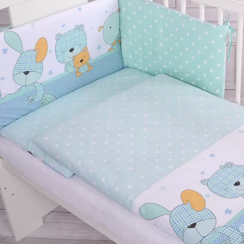 BabyLion Prémium 5 részes ágyneműhuzat szett - Kék macik