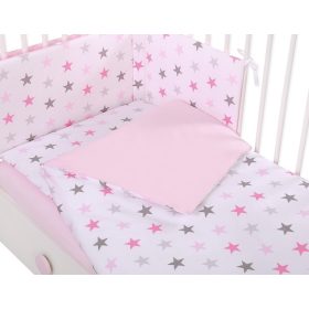  BabyLion Prémium 3 részes ágyneműhuzat szett - Rózsaszín csillagok