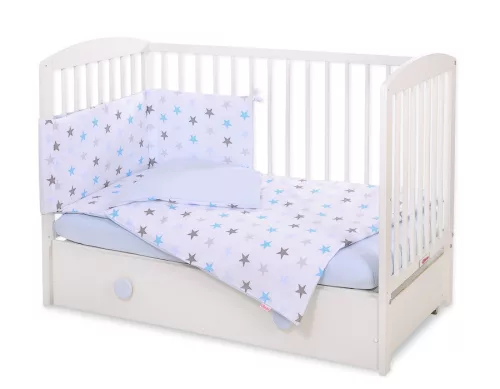 BabyLion Prémium 5 részes ágyneműhuzat szett - Kék csillagok